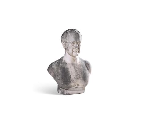 A LARGE WHITE MARBLE PORTRAIT BUST OF A GENTLEMAN  FIRST HALF 19TH CENTURY In the Antique manner, unsigned 66cm high, 50cm wi