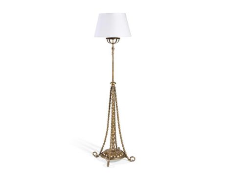 A LATE VICTORIAN BOBBIN TURNED BRASS 'BAMBOO' STANDARD LAMP  LATE 19TH CENTURY  Rewired and PAT tested, with shade base 172cm