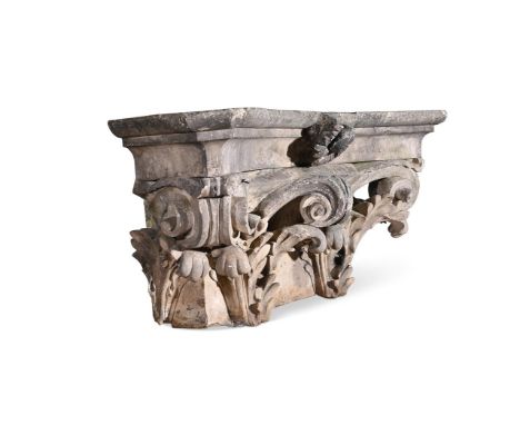 A LARGE COADE STONE ARCHITECTURAL CORINTHIAN CAPITAL BY COADE & SEALY, DATED 1812  Impressed 'Coade & Sealy 1812' approximate