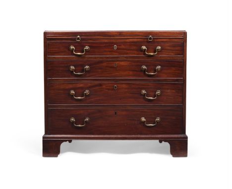 A GEORGE III MAHOGANY CHEST OF DRAWERS CIRCA 1780 With a brushing slide and caddy top 79.5cm high, 91cm wide, 51.5cm deep  Co