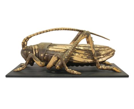 A LARGE MOULDED PLASTIC MODEL OF A GRASSHOPPER OR CRICKET   20TH CENTURY 29cm high, 26cm wide, 72cm deep  Condition Report:  