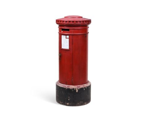 A RARE LATE VICTORIAN 'COUNTRY HOUSE' CARVED AND PAINTED WOOD PILLAR POST BOX  LATE 19TH CENTURY  Of conventional pillar box 