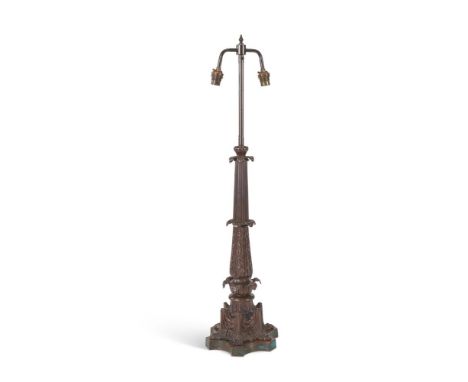 A WILLIAM IV BRONZED METAL TABLE LAMP  CIRCA 1835  Displaying some verdigris patination, rewired and PAT tested  82cm high ov