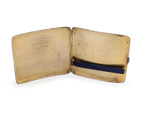 AN EDWARDIAN SILVER CIGARETTE CASE, GIFTED BY KING GEORGE V TO A.V. MARTEN  WILLIAM NEALE, CHESTER 1907 Inscribed to the inte