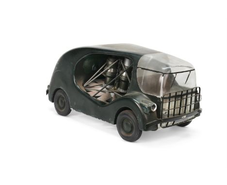 A SCRATCH BUILT PAINTED WOOD MODEL OF A PROTOTYPE 'HOVER VEHICLE OR TANK 6'  20TH CENTURY  26cm high, 54cm long, 28cm wideThe