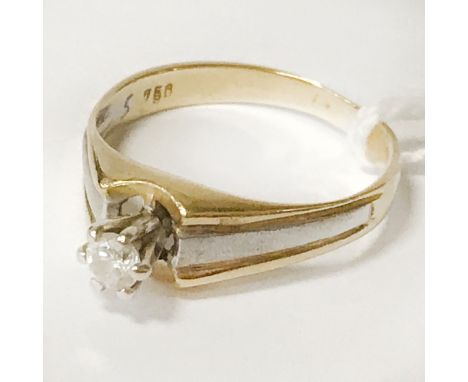 18CT GOLD DIAMOND SOLITAIRE RING - SIZE K