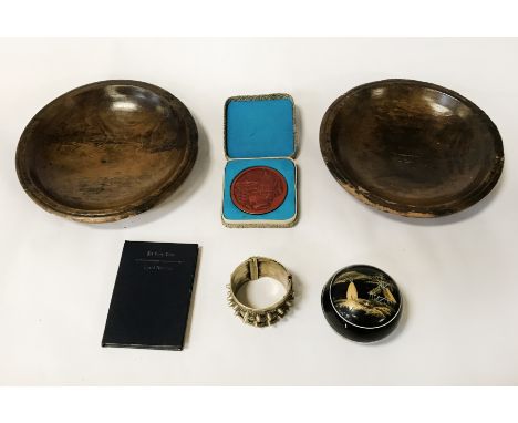 EARLY 20THC EUCHARIST PLATES WITH 6 FAIRY TALE HOCKNEY BOOK &amp; OTHER ITEMS