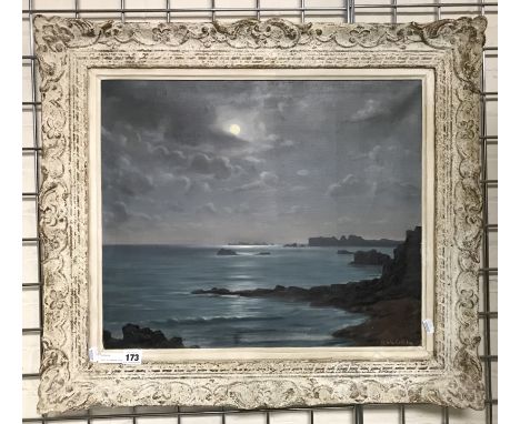 R DE LA CORBIERE SIGNED OIL ON CANVAS SEASCAPE 48CM  X 56CM INNER FRAME- CANVAS IF GOOD CONDITION &amp; FRAME HAS NO DAMAGE