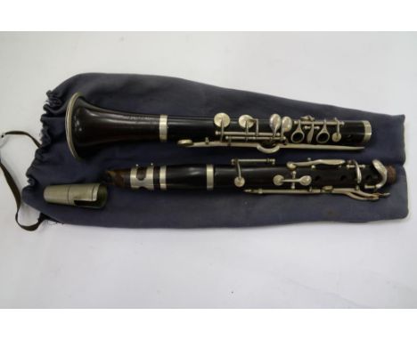 AN ALBERT 'SIMPLE SYSTEM' CLARINET, IN CLOTH BAG ++Damage to bell and lower joint 