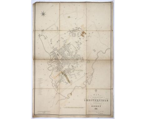 THOMAS WARD AND RICHARD HUGH BURMANN, SURVEYORS-MAP OF THE BOROUGH OF CHESTERFIELD IN THE COUNTY OF DERBY 1858, LITHOGRAPH, P