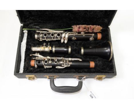 A BOUCET PARIS Bb WOODEN CLARINET, NON-ORIGINAL CASE, RECENTLY RE-CORKED 