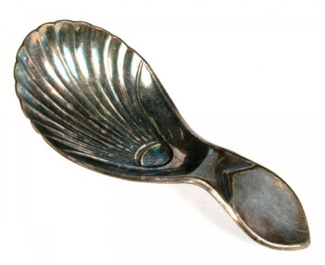 A SHEFFIELD PLATE CADDY SPOON, 8CM L, 7DWTS, C 1800++TARNISHED, IRIDESCENT PATINA