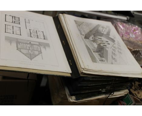 A LARGE QUANTITY OF ARCHITECTURAL PRINTS CONTAINED IN FOLDERS