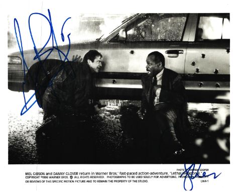 Mel Gibson and Danny Glover signed "Lethal Weapon 4" 10x8inch black and white movie still photo. Good condition. All autograp