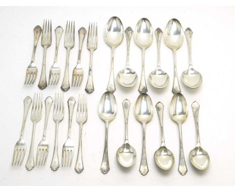 An Edwardian suite of silver cutlery, by Mappin &amp; Webb, Sheffield 1903, in Chippendale pattern with engraved initials "B"