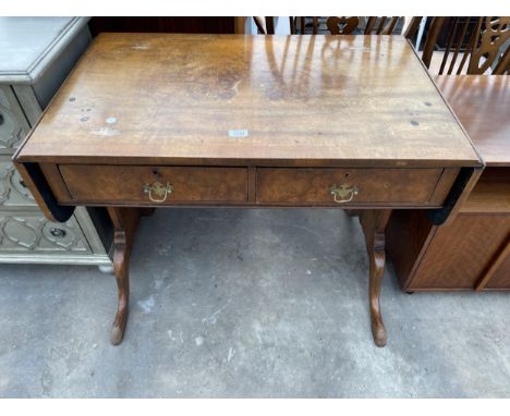 A WALNUT AND CROSSBANDED SOFA TABLE 