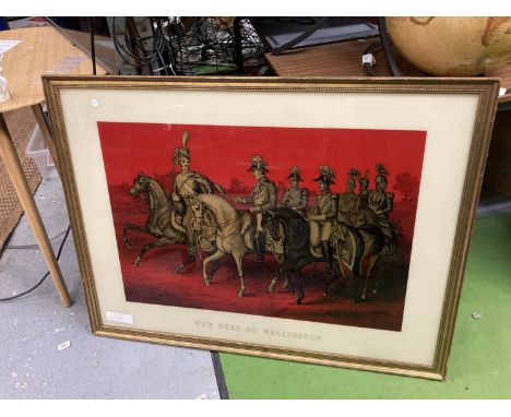 A LARGE FRAMED PRINT ENTITLED "THE DUKE OF WELLINGTON" 