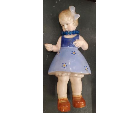 A GOLDSCHNEIDER STYLE CERAMIC FIGURE OF A GIRL - A/F 