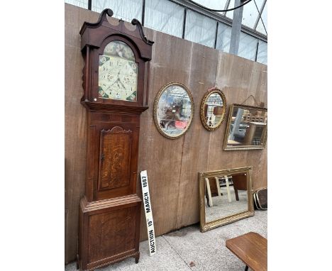 A 19TH CENTURY MAHOGANY AND CROSSBANDED 30 HOUR LONGCASE CLOCK WITH ENAMEL DIAL, RADCLIFFE ELAND 