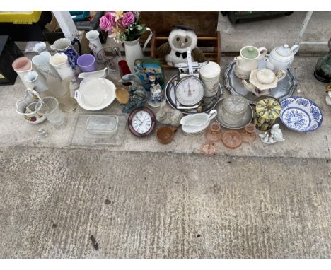 A LARGE ASSORTMENT OF ITEMS TO INCLUDE CERAMICS AND SCALES ETC 