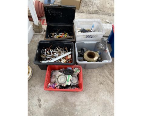 AN ASSORTMENT OF TOOLS TO INCLUDE SPANNERS, HAMMERS AND GAS REGULATORS ETC 