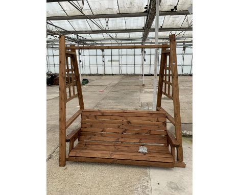 AN AS NEW EX DISPLAY CHARLES TAYLOR THREE SEATER SWING BENCH AND PART ARBOR + VAT 