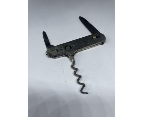 A  VINTAGE JOHN WATTS SHEFFIELD PENKNIFE, CIGAR CUTTER AND CORKSCREW 