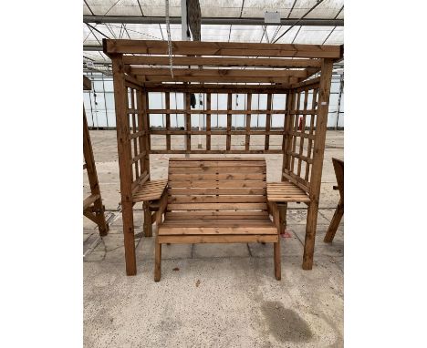 AN AS NEW EX DISPLAY CHARLES TAYLOR TWO SEATER BENCH WITH ARBOR + VAT 