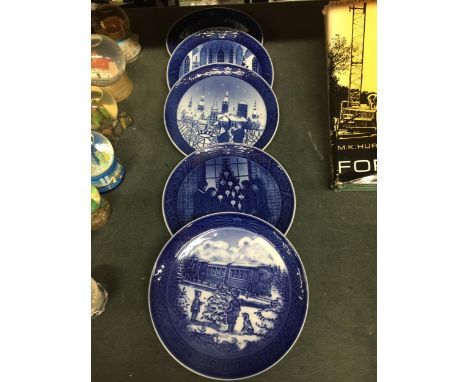 A GROUP OF FIVE ROYAL COPENHAGEN CHRISTMAS PLATES 