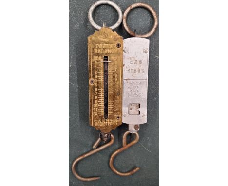 TWO HANGING SCALES WEIGHTS 