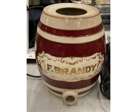 A VINTAGE CERAMIC BRANDY BARREL, HEIGHT 27CM 