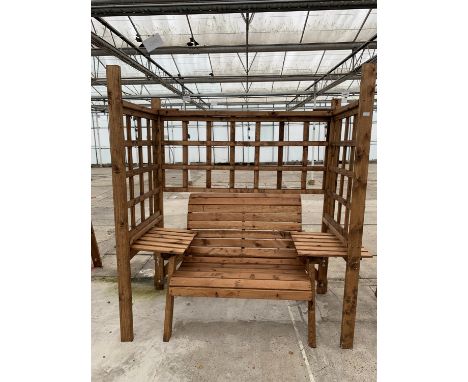 AN AS NEW EX DISPLAY CHARLES TAYLOR TWO SEATER BENCH WITH TWO SIDE TABLES PART ARBOR+ VAT 