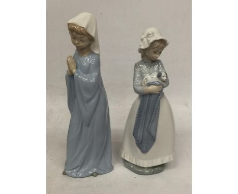 TWO NAO LLADRO FIGURES TO INCLUDE GIRL WITH A DOG 