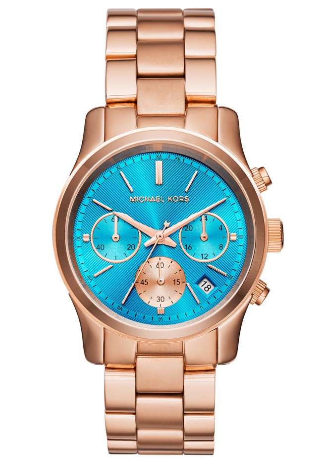 Michael Kors Unisex Watch Gold With A Blue Face And Gold Metal Straps ...