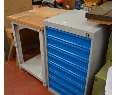 POLICE > Work table and a metal filing cabinet containing various tools [VAT ON HAMMER PRICE] [NO RESERVE]
