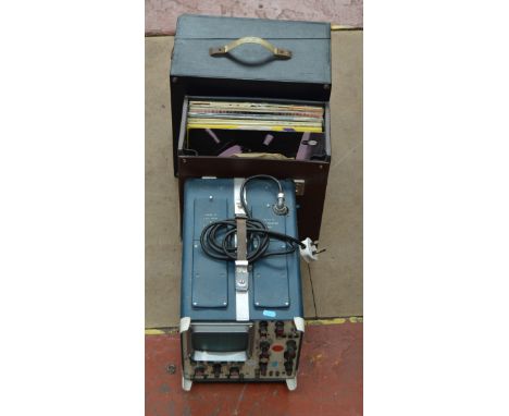 COSSOR CDU150 oscilloscope together with a case of Vinyl LP records and a record player