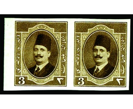 1923-24 3m brown, error imperforate pair (SG 113a), odd light wrinkle, fresh u/m, cat £200