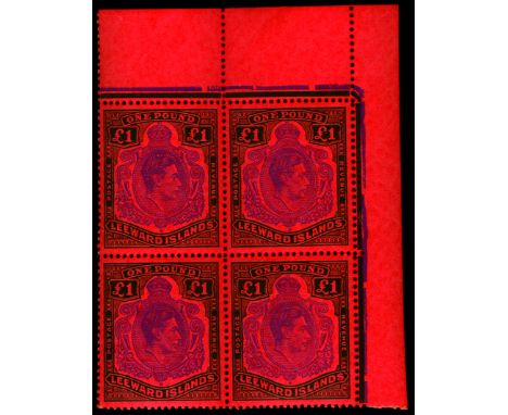 1938-51 £1 violet and black/scarlet, perf 13 (SG 114c), upper right corner block of 4 , fresh u/m, cat £140+ 