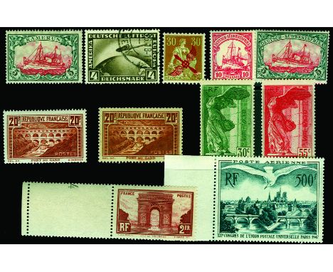 Small selection on stockcards incl Belgium 1925 Stamp Anniversary set u/m, France 1929-33 20f deep red-brown perf 13½ and per