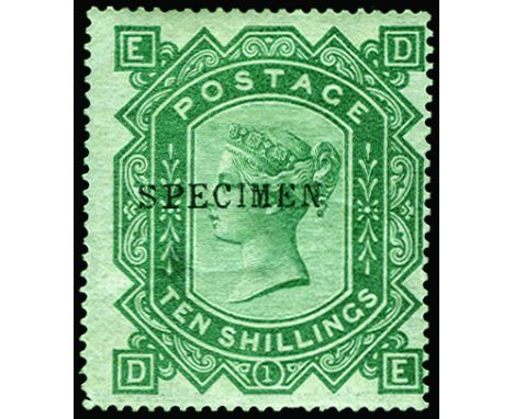1867-80 Watermark Maltese Cross 10s greenish grey, overprinted 'SPECIMEN'  type 9 (SG 128s), thin patch, centred to right and
