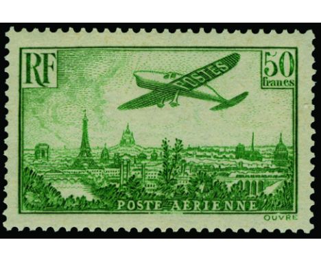 1936 Air 50f yellow-green (SG 540) u/m, fresh and fine, a rare stamp, cat £1,300+ 