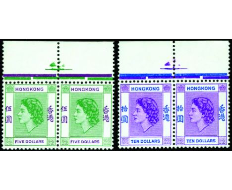 1954-62 5c orange to $10 reddish violet and bright blue, excl 65c grey and $1.30 blue and red (SG 178/91 excl 186, 188), each