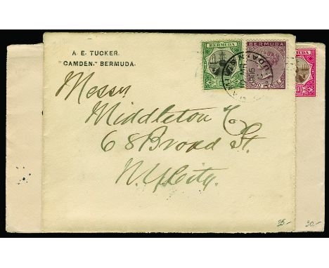 Combination Franking: Three covers to New York, the first two dated April 8 and May 28th 1903 respectively, with similar fran