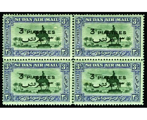 1938 Air 3p on 3½p black and violet (SG 75) u/m block of four, fine, cat £192