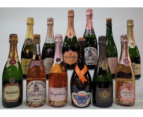 12 BOTTLES SOUTH AFRICAN SPARKLING WINEVilliera Tradition Brut NV; Skal Drinks Van Hunks Rosé Brut NV and Brut NV; Kanu Wines