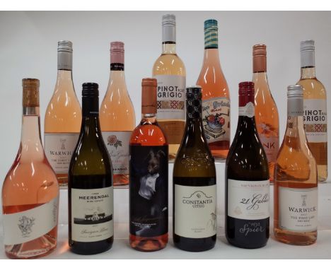 9 BOTTLES SOUTH AFRICAN ROSÉ AND 3 WHITE WINELievland Vineyards Liefkoos Rosé 2021; Hazendal Christoffel Hezenwinkel The Blan