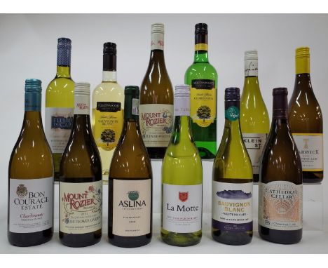 12 BOTTLES SOUTH AFRICAN CHARDONNAY AND SAUVIGNON BLANCBon Courage Estate Chardonnay Prestige Cuvee 2020; Mount Rozier Sauvig