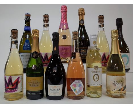 12 BOTTLES SPARKLING LOW/ZERO ALCOHOL WINE (MIXED ORIGIN)3 x Real Royal Flush; Tesco Low Alcohol Sparkling; Odd Bird Spumante