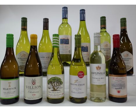 12 BOTTLES SOUTH AFRICAN WHITE WINEWarwick Estate The First Lady Sauvignon Blanc 2021; Kobie and Faisal Villion Chardonnay 20