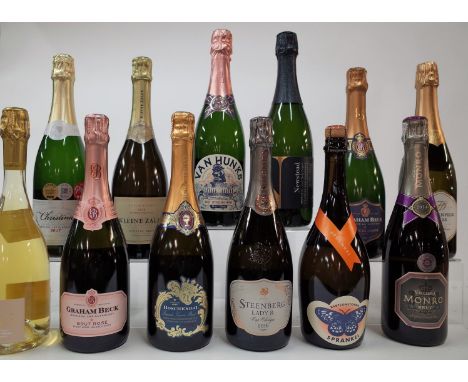 12 BOTTLES SOUTH AFRICAN SPARKLING WINEHazendal Blanc de Blanc Brut 2017; Graham Beck Brut Rosé NV and Blanc de Blancs 2017; 